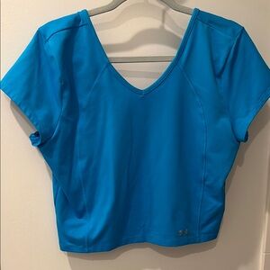Under Armour Blue Crop Short Sleeve Workout Top - Size XL